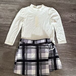Baby White Top and Plaid Skirt Set Size 18-24M